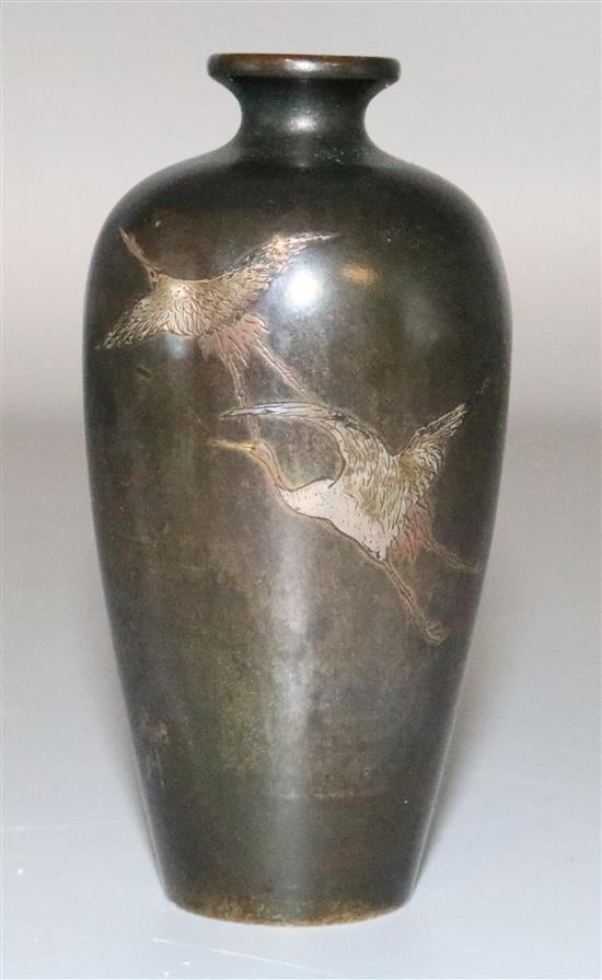 Japanese inlaid bronze vase